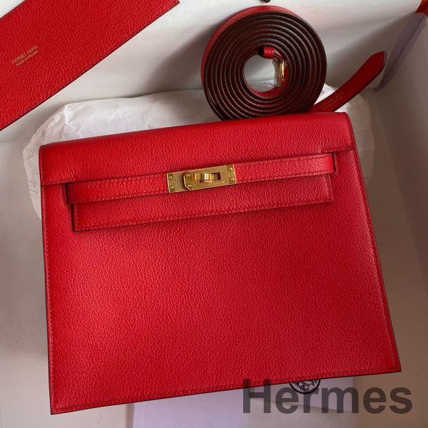 Hermes Kelly Danse II Bag In Red Evercolor Calfskin Replica