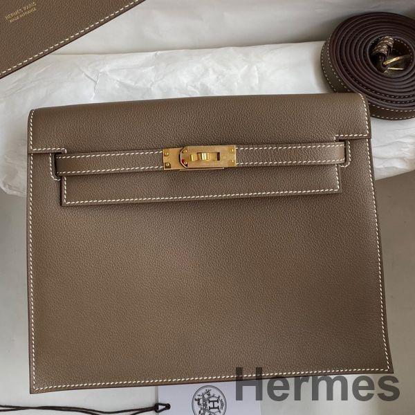 Hermes Kelly Danse II Bag In Taupe Evercolor Calfskin Replica