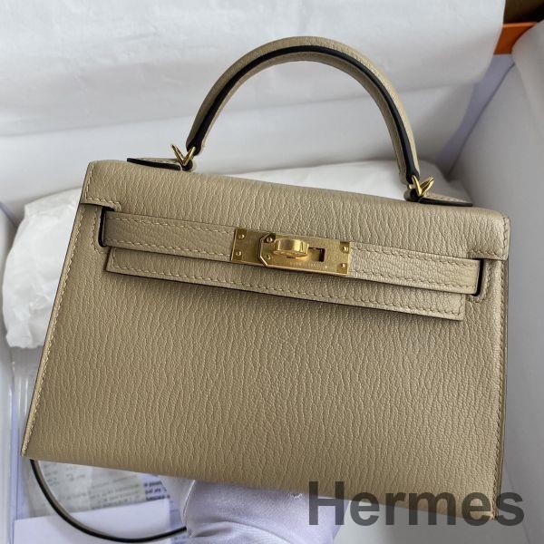 Hermes Kelly Mini II Sellier Handmade Bag In Trench Chevre Mysore Leather Replica
