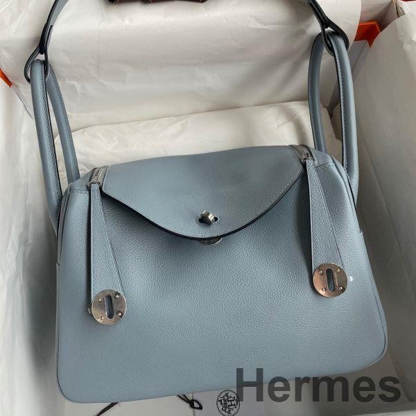 Hermes Lindy 26 Handmade Bag In Blue Lin Evercolor Leather Replica