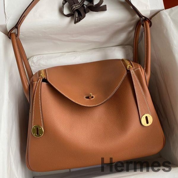 Hermes Lindy 30 Handmade Bag In Gold Evercolor Leather Replica
