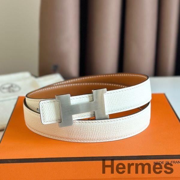 Hermes Mini Constance 24mm Belt in White Epsom Leather and Gold Swift Leather Replica