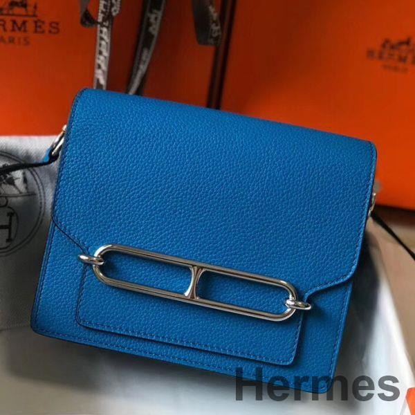 Hermes Mini Sac Roulis 18cm Bag In Blue Hydra Evercolor Calfskin Replica