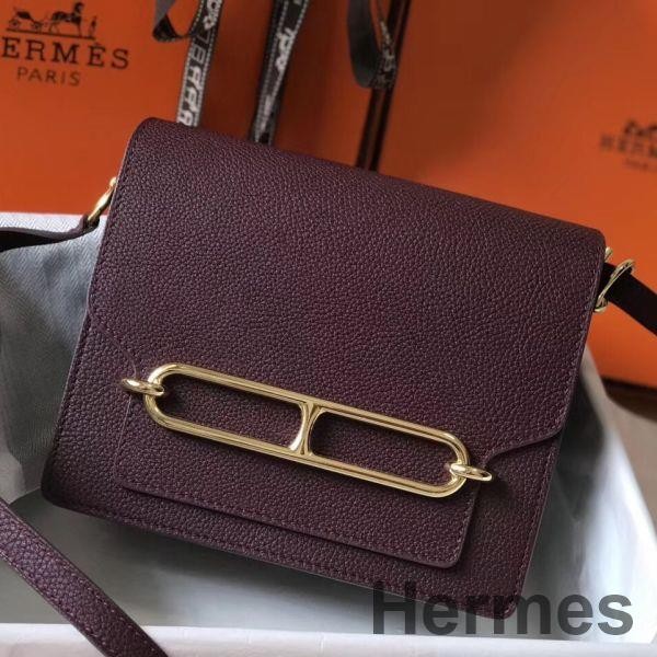 Hermes Mini Sac Roulis 18cm Bag In Burgundy Evercolor Calfskin Replica