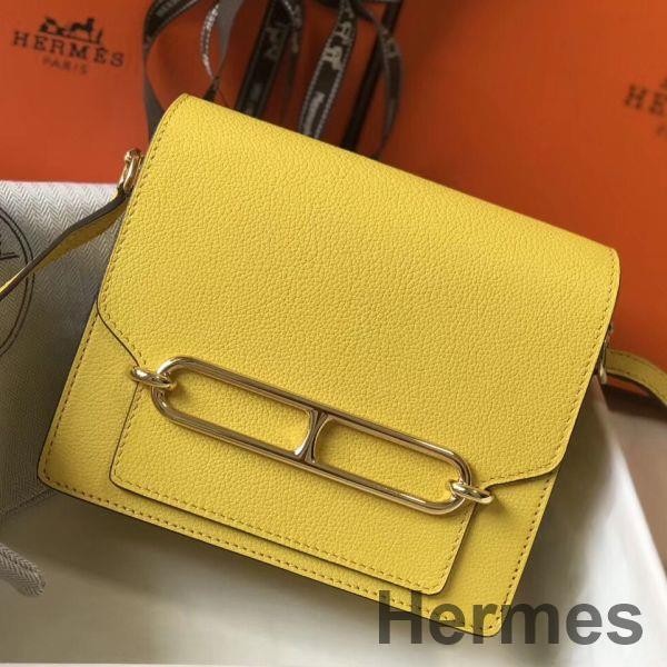 Hermes Mini Sac Roulis 18cm Bag In Yellow Evercolor Calfskin Replica