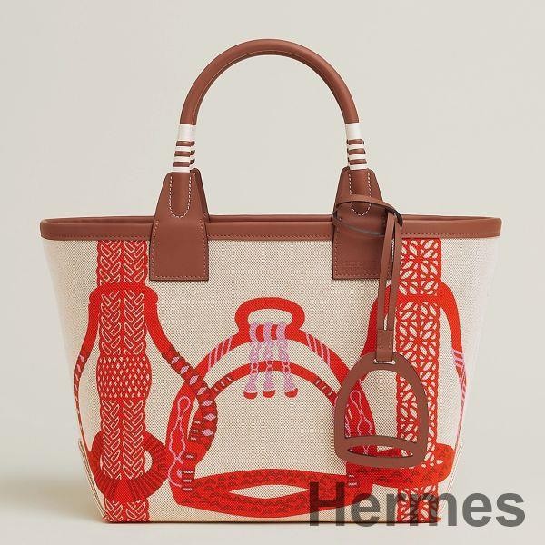 Hermes Steeple 25 Bag in H Plume Canvas with Fantaisie d'Etriers Replica