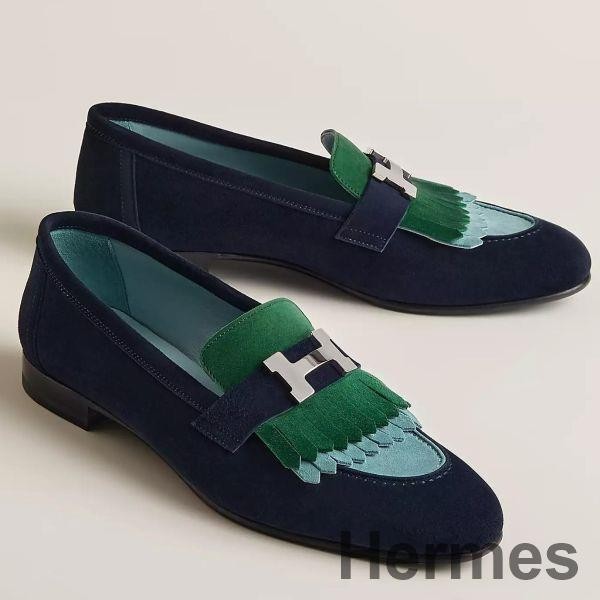 Hermes Women's Royal Loafers in Multicolor Suede Leather Replica