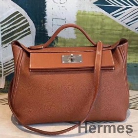 Hermes 24/24 29 Bag In Brown Clemence Calfskin
