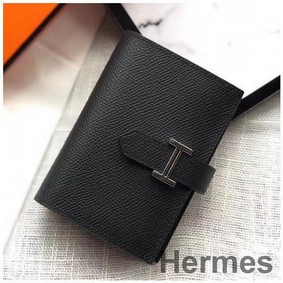 Hermes Bearn Mini Wallet In Black Epsom Leather