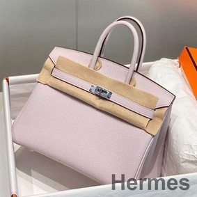 Hermes Birkin 25cm Bag In Mauve Pale Clemence Leather PHW