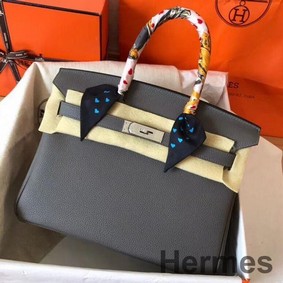 Hermes Birkin 30 Handmade Bag In Ardoise Clemence Leather