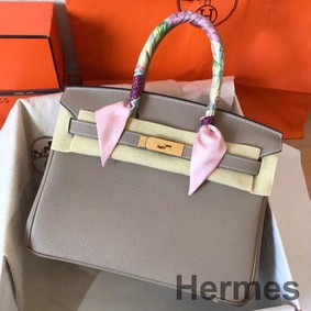 Hermes Birkin 30 Handmade Bag In Grey Clemence Leather