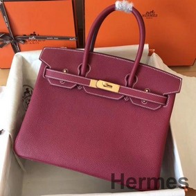 Hermes Birkin 30 Handmade Bag In Ruby Clemence Leather