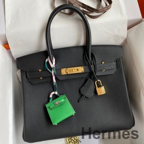 Hermes Birkin 30 Retourne Handmade Bag In Black Clemence Leather