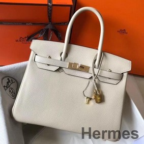 Hermes Birkin 30cm Bag In Beton Clemence Leather GHW