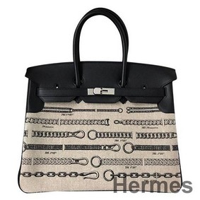 Hermes Birkin 35 Handbags Bag In De Camp Dechainee Toile
