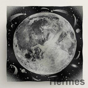 Hermes Black Clair de Lune Shawl 140