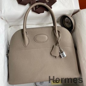 Hermes Bolide 1923 31 Handmade Bag In Gris Asphalt Clemence Leather