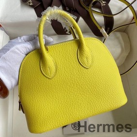 Hermes Bolide 1923 Mini Handmade Bag In Lime Chevre Mysore Leather