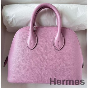 Hermes Bolide 1923 Mini Handmade Bag In Mauve Sylvestre Chevre Mysore Leather