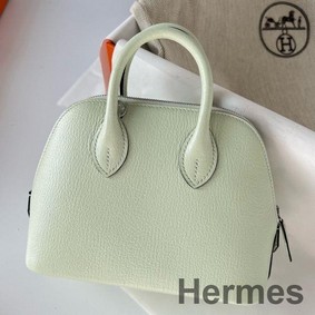 Hermes Bolide 1923 Mini Handmade Bag In Vert Fizz Chevre Mysore Leather