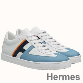 Hermes Boomerang Sneakers In Multicolore Blue Leather
