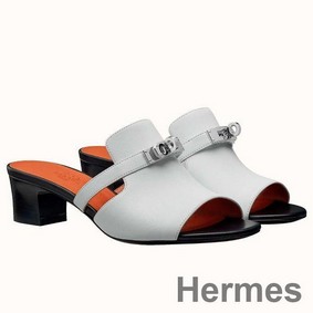 Hermes Candy 40mm Sandals In White Calfskin
