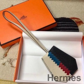 Hermes Clochette Cles Grand Tressage Charm In White/Black