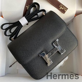 Hermes Constance 18 Handmade Bag In Black Epsom Calfskin