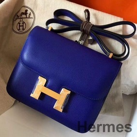 Hermes Constance 18 Handmade Bag In Blue Electric Epsom Leather