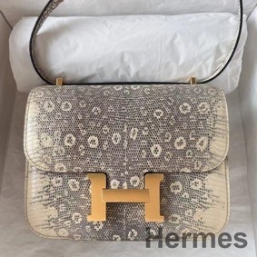 Hermes Constance 18 Handmade Bag In Natural Lizard Skin