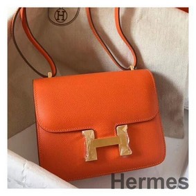 Hermes Constance 18 Handmade Bag In Orange Epsom Leather