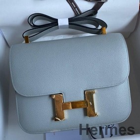 Hermes Constance 24 Handmade Bag In Blue Lin Epsom Calfskin