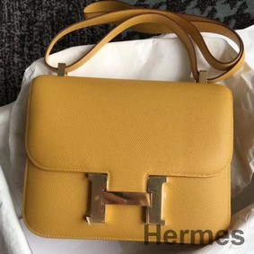 Hermes Constance 24 Handmade Bag In Jaune Epsom Leather