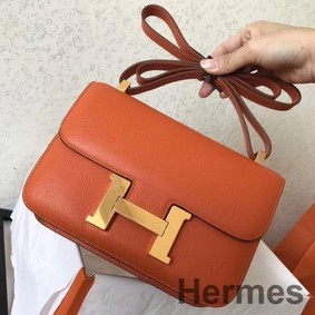 Hermes Constance 24 Handmade Bag In Orange Epsom Leather