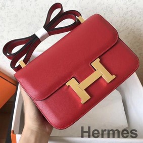 Hermes Constance 24 Handmade Bag In Red Epsom Leather