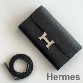 Hermes Constance To Go Wallet in Black Epsom Calfskin