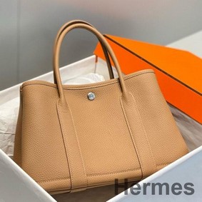 Hermes Garden Party 30 Bag In Chai Taurillon Leather