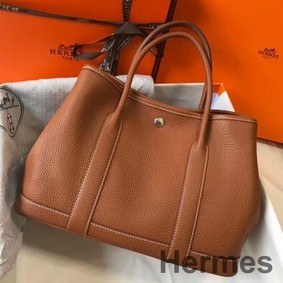 Hermes Garden Party 30 Bag In Gold Taurillon Leather