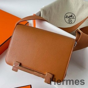 Hermes Geta Handmade Bag In Caramel Chevre Mysore Leather