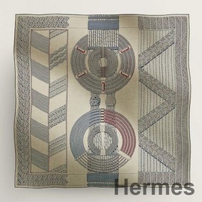 Hermes Grey Dressage Tressage Shawl 140