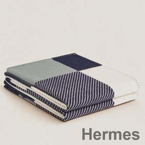 Hermes H Riviera Blanket in Marine Wool and Cashmere