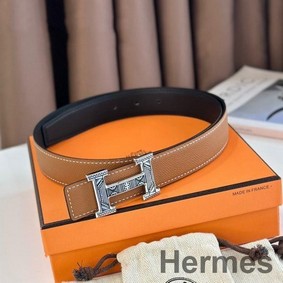 Hermes H Touareg Reversible Belt 32MM in Gold Epsom Leather