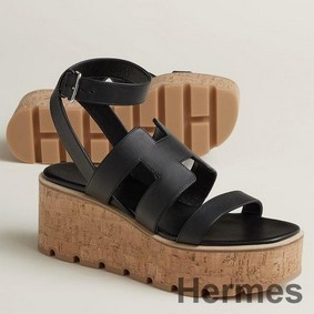 Hermes Havane 30 Sandals in Black Calfskin Leather