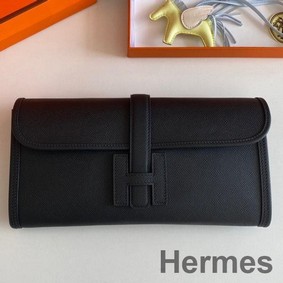 Hermes Jige Elan 29 Clutch Bag In Black Epsom Leather
