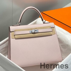 Hermes Kelly 28cm Bag In Mauve Pale Epsom Leather PHW