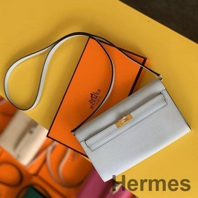 Hermes Kelly Classique To Go Wallet In Blue Zephyr Epsom Calfskin