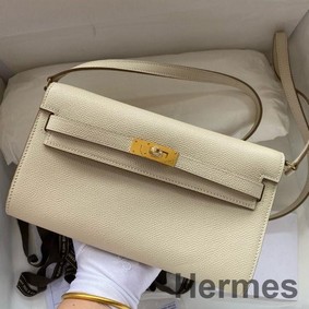 Hermes Kelly Classique To Go Wallet in Craie Epsom Calfskin