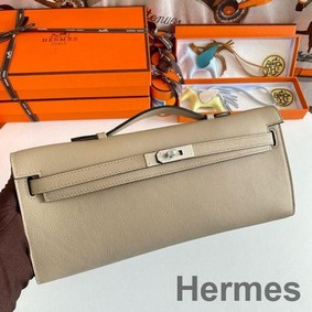 Hermes Kelly Cut Handmade Bag in Tourterelle Epsom Calfskin