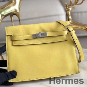Hermes Kelly Danse Handmade Bag In Jaune Swift Leather